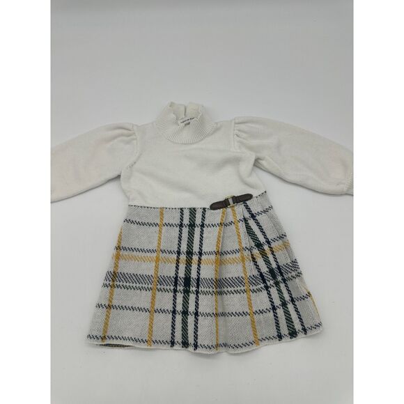 Janie and Jack Plaid Sweater Dress 12 -18 Months Belt Accent- Knitted Multicolor - Picture 1 of 6